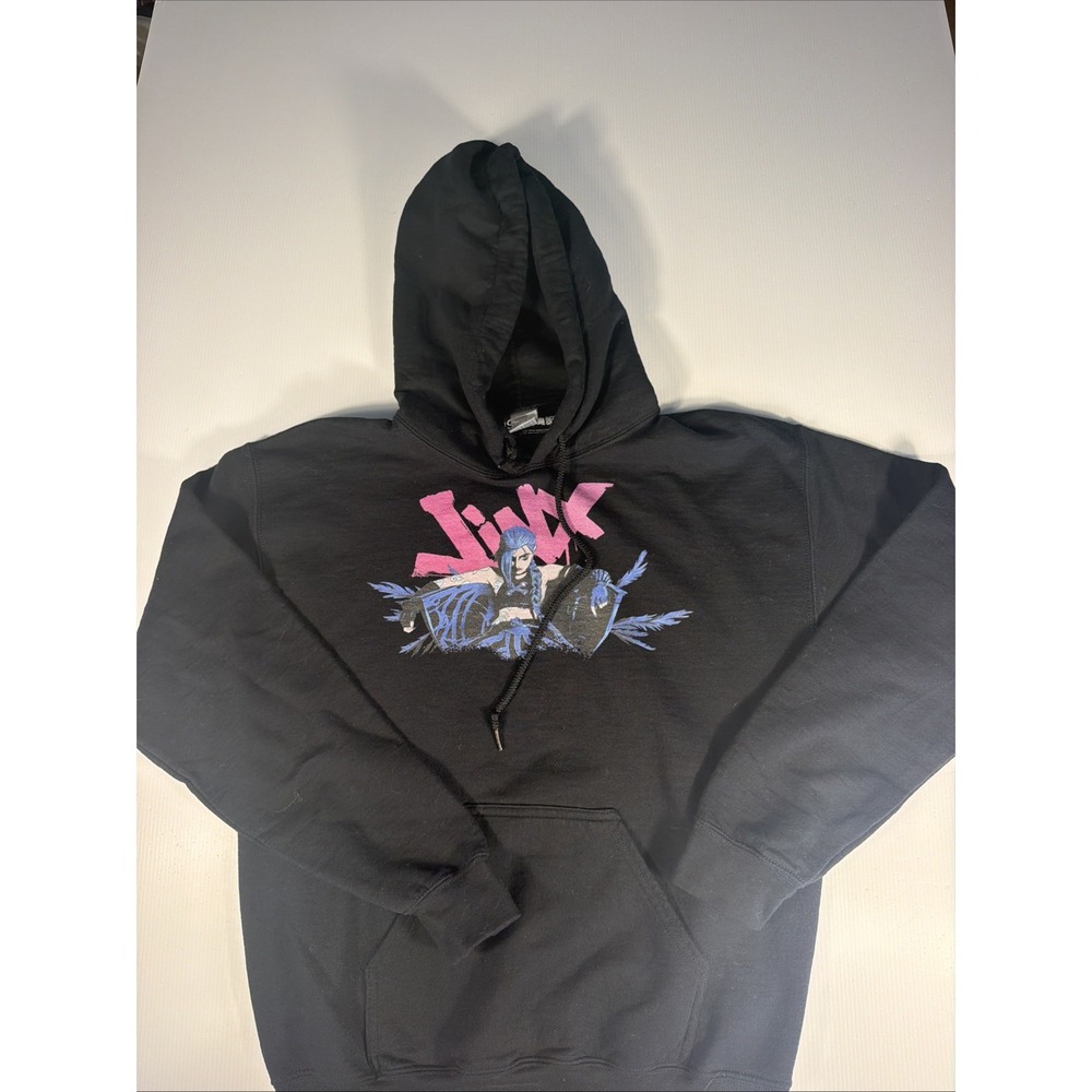 Arcane League of Legends Jinx Riot Games 2024 Black Hoodie Sweatshirt Sz S